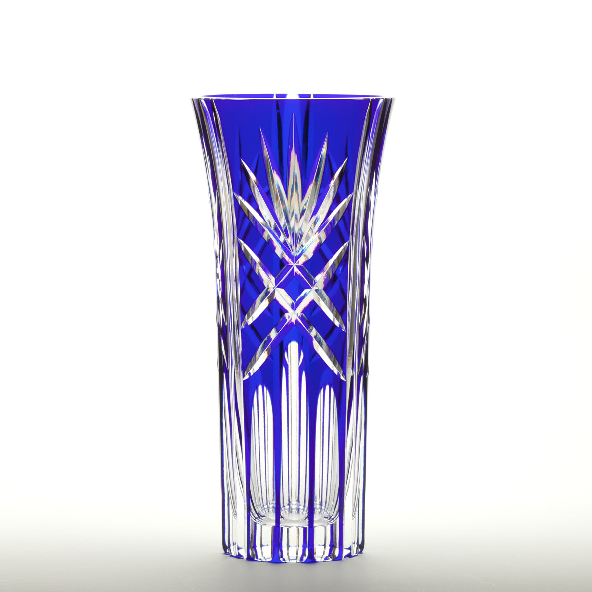 M-9830-B Crystal Heavenly Flowering Vase with Sword and Arrow Pattern, Blue