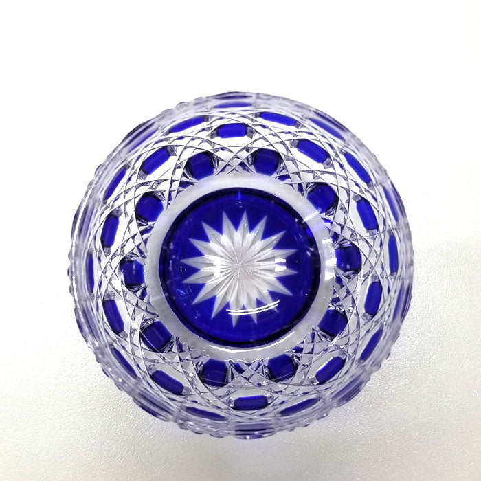 江戸切子-彩鳳-硝子工房彩鳳-ぐい呑-青-ルリ-切子-グラス