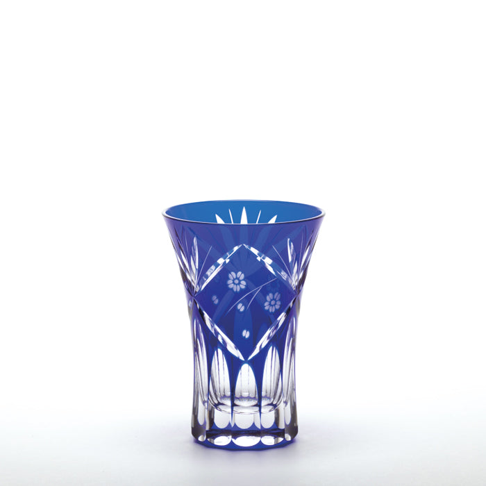 M-42-2 Pair of Diamond and Cherry Blossom Design Open Top Sake Cups