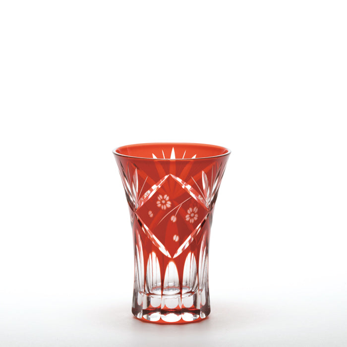 M-42-2 Pair of Diamond and Cherry Blossom Design Open Top Sake Cups