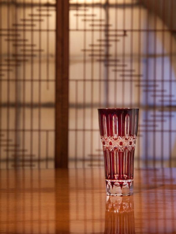 M-2010-2 Pair of Striped Octagonal Kagome Pattern Beer Glasses