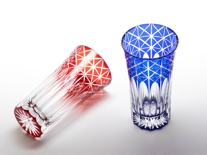 江戸切子-彩鳳-一口ビール ペア-硝子工房彩鳳