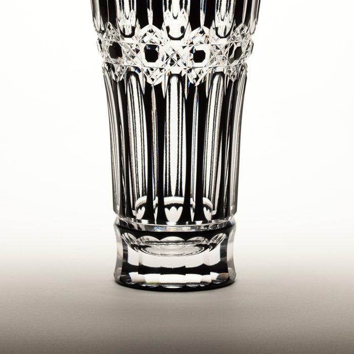 M-2110BK Striped Octagonal Kagome Pattern Beer Glass, Black