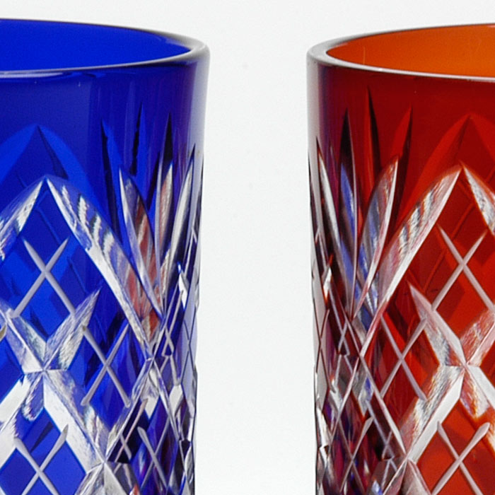 M-3021-R 剣矢来重文様 ミニオールド アカ - 硝子工房 彩鳳