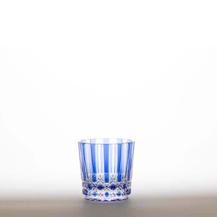 M-5015-B 八角篭目十草文様 酒グラス ルリ - 硝子工房 彩鳳