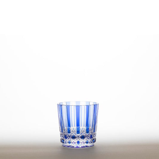 M-5015-B 八角篭目十草文様 酒グラス ルリ - 硝子工房 彩鳳