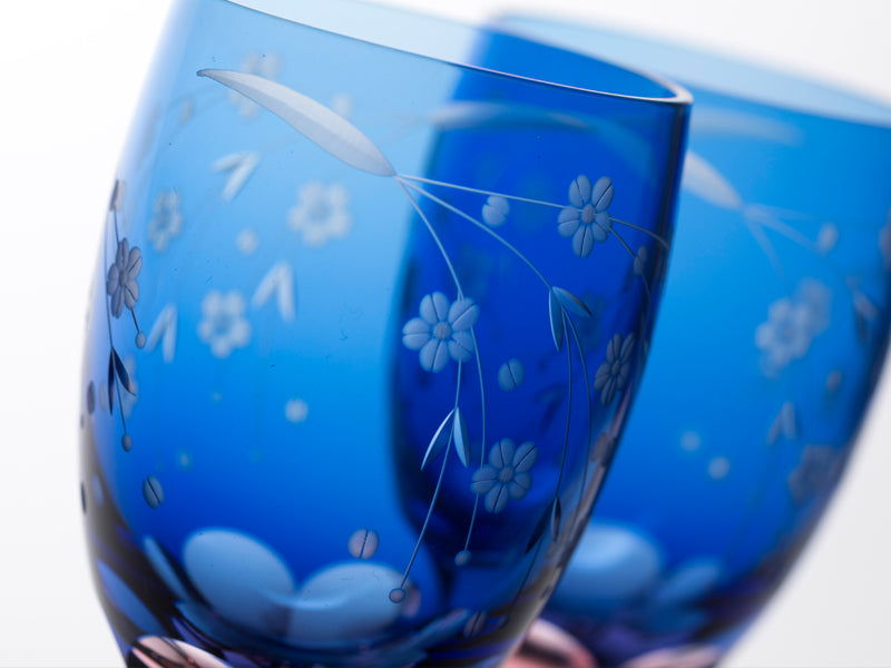M-64-BP 桜文様 足付ビール杯 - 硝子工房 彩鳳