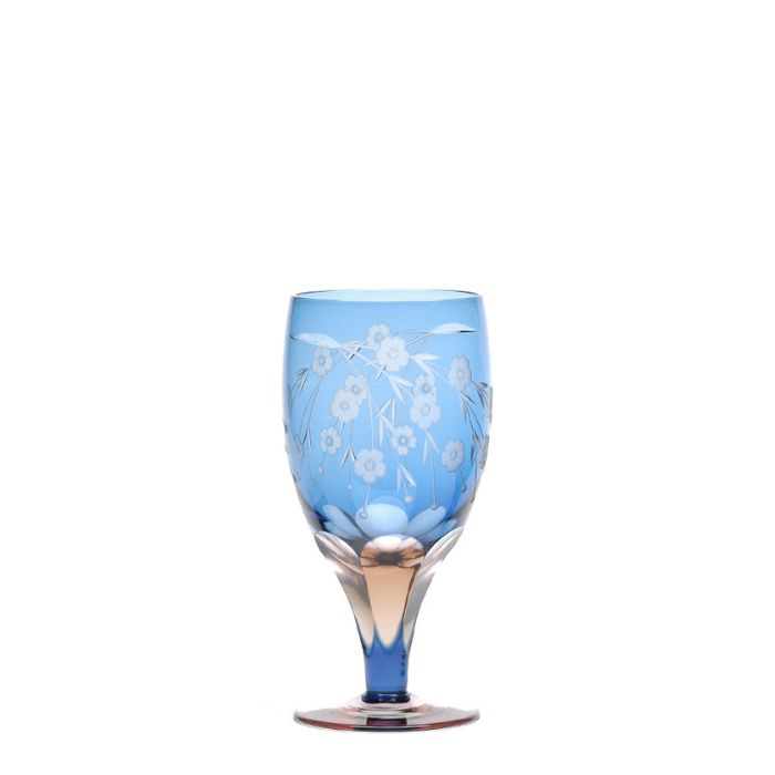 M-64-BP 桜文様 足付ビール杯 - 硝子工房 彩鳳