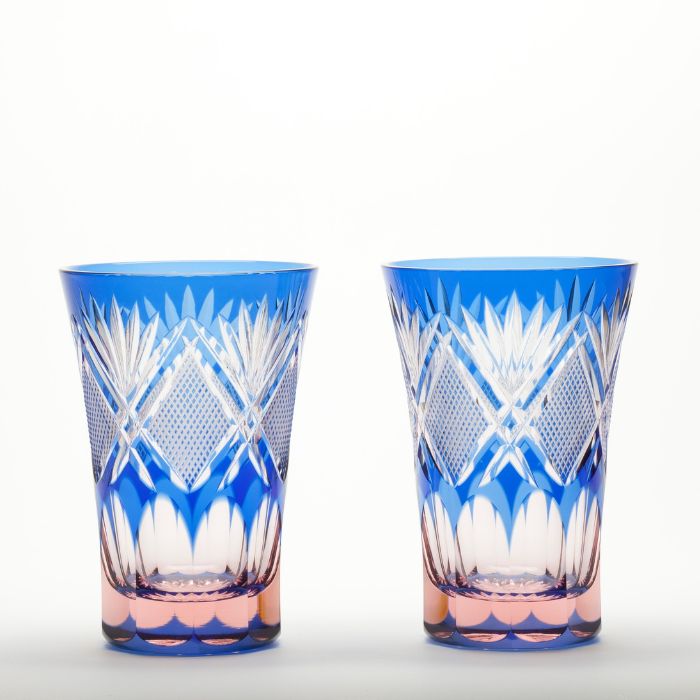 M-7571-2BP Pair of Kenbishi Fish Roe Pattern Open Top Tumblers