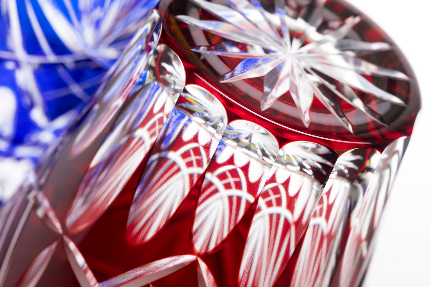 M-8538-B 剣矢来笹の葉文様 ミニオールド ルリ - 硝子工房 彩鳳