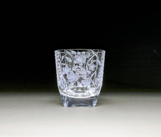 MC-279 山王丸まゆみ作 八角篭目に流桜文様 オールド 玻璃