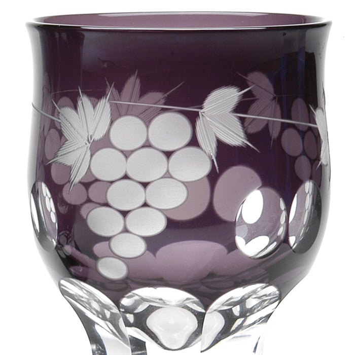 M-952-V 葡萄文様 酒杯 ムラサキ - 硝子工房　彩鳳